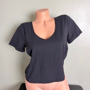 LULULEMON ALIGN TEE T-SHIRT SOFT STRETCH V-NECK YOGA BLACK SIZE 10